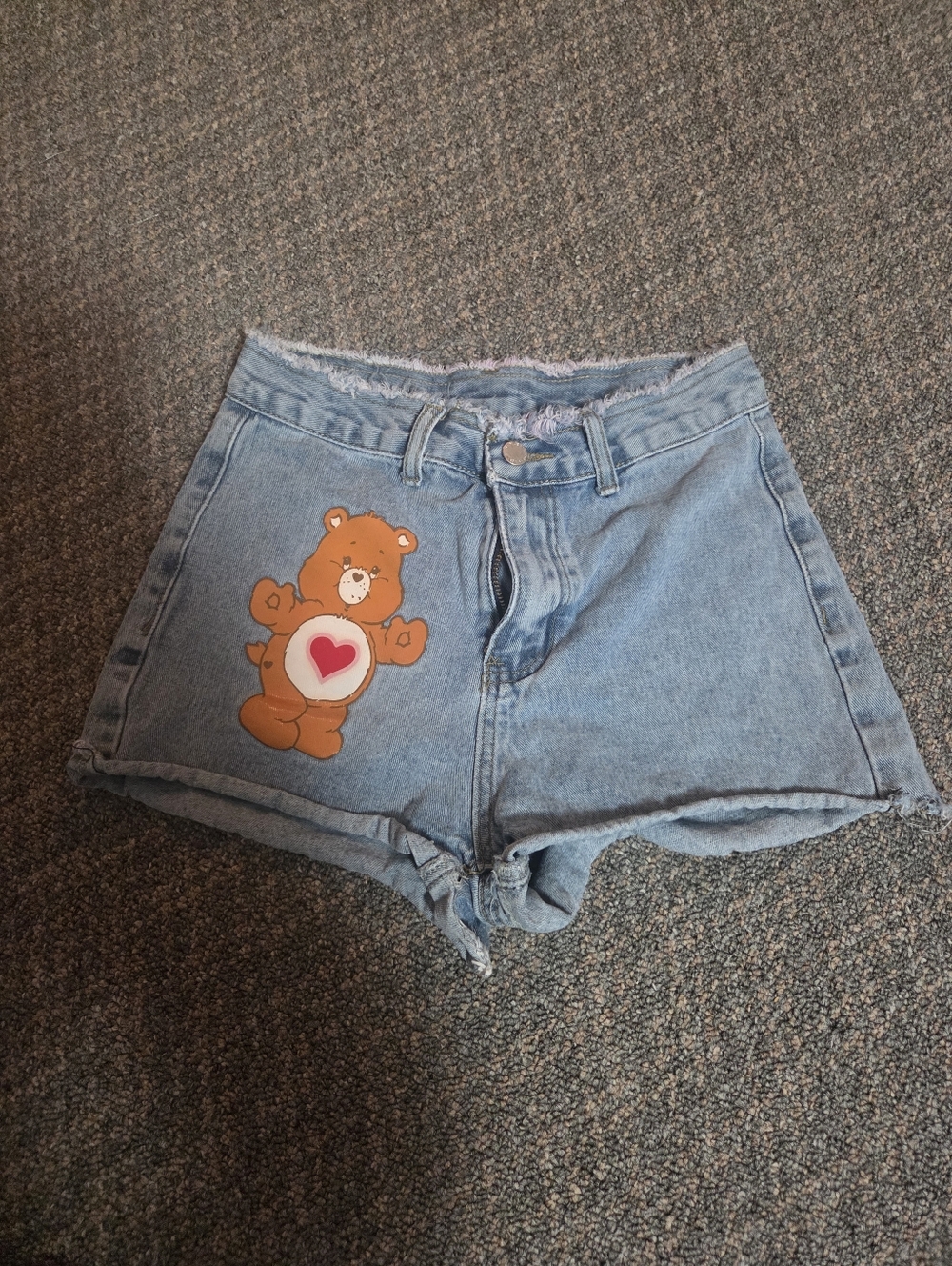 Light Blue Denim Shorts with Care Bear Patch